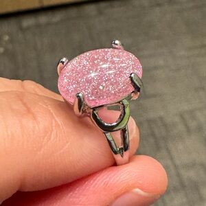 Size 6 Pink Stone silver Ring